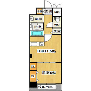 1LDK Mansion in Minamisemba - Osaka-shi Chuo-ku Floorplan