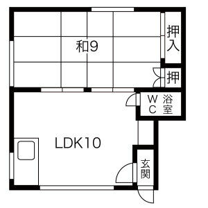 1LDK Apartment in Tonden 1-jo - Sapporo-shi Kita-ku Floorplan