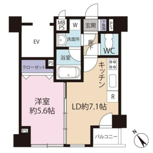 1LDK {building type} in Iidabashi - Chiyoda-ku Floorplan
